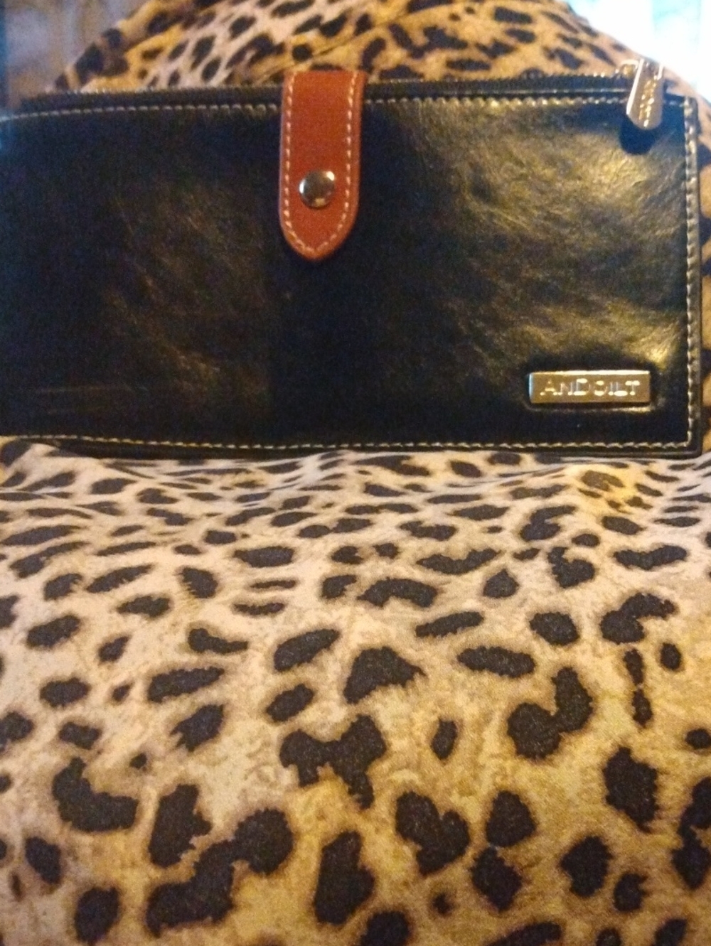 ANDOILT Black  leather  Women’s Wallet Clutch -